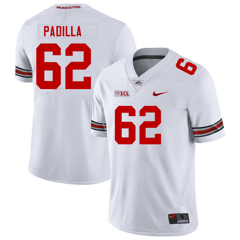 Ohio State Buckeyes Joshua Padilla Men's #62 White Authentic Stitched College Football Jersey